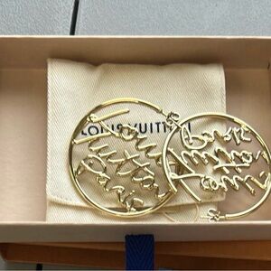 Louis Vuitton hoop script earrings